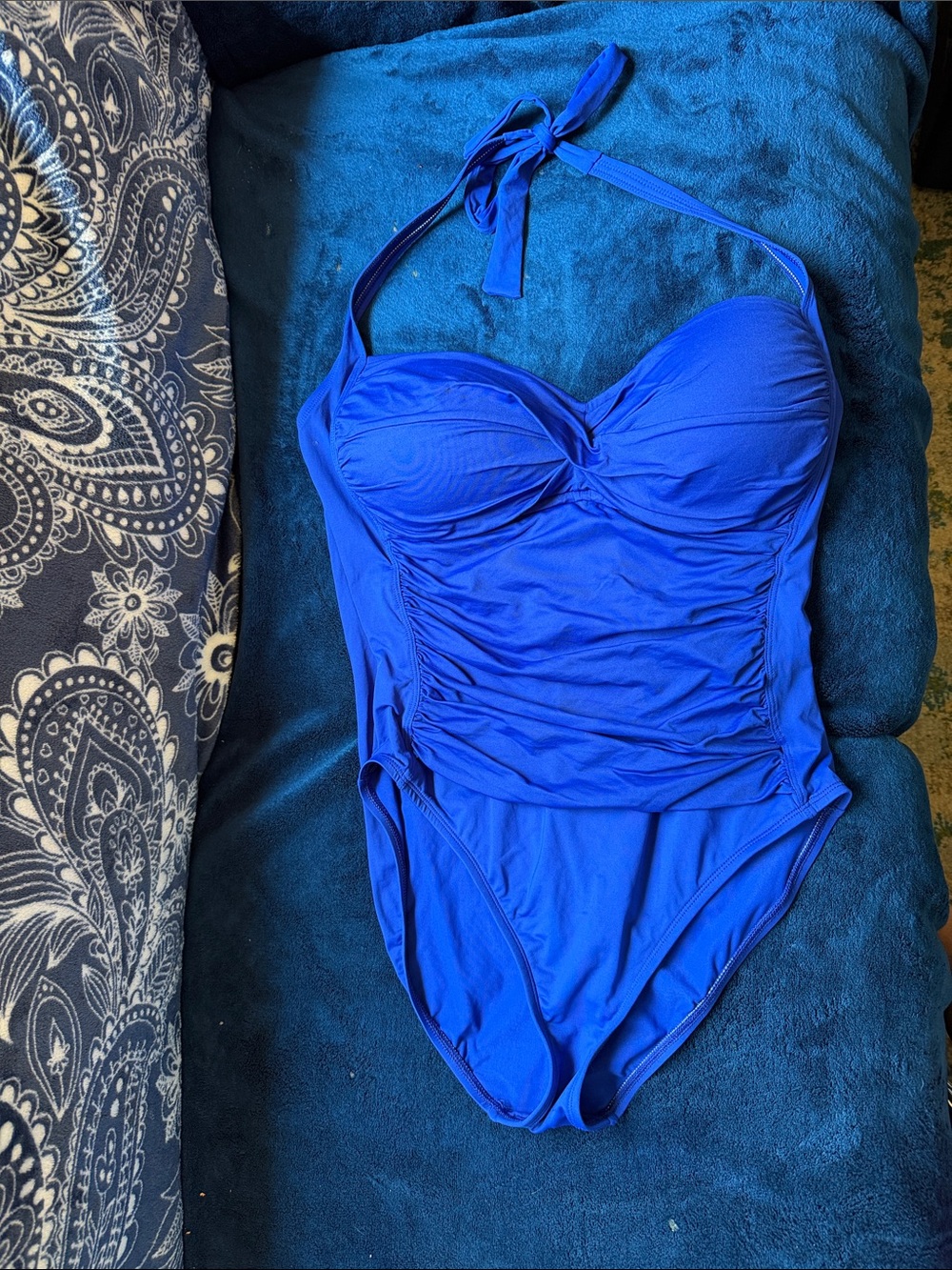 La Blanca Royal Blue Ruched One-Piece Swimsuit